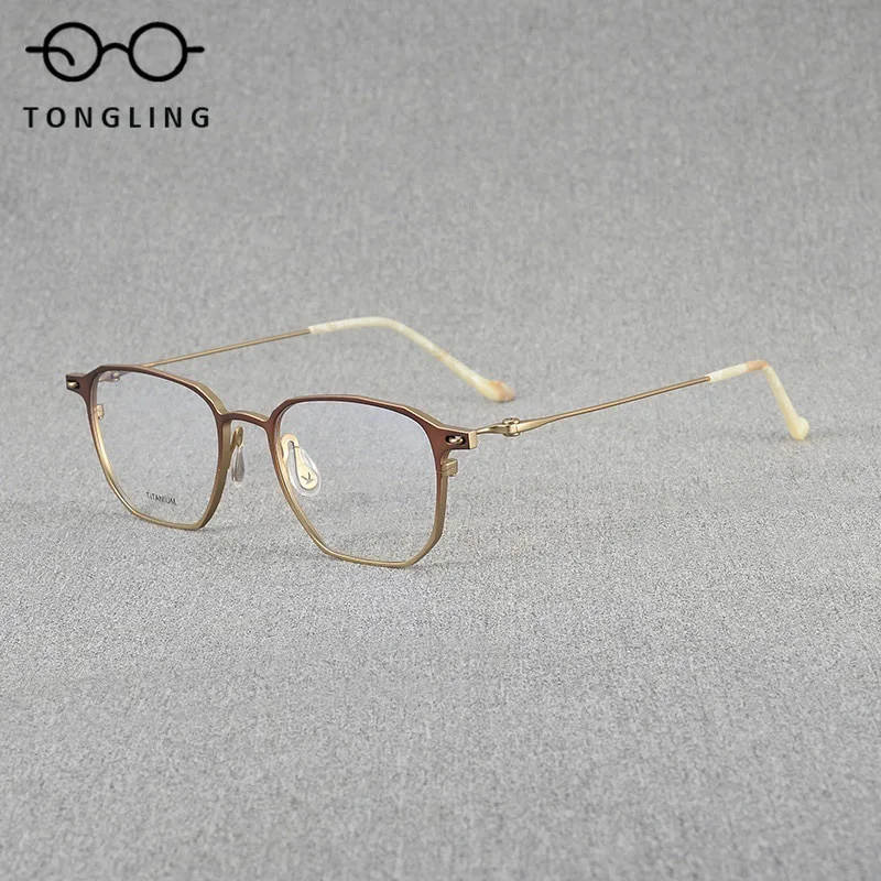

2025 New High-End Business Pure Titanium Men Ultra-Light Retro Square Frame Women Super Elastic Glasses Frame Prescription Lens