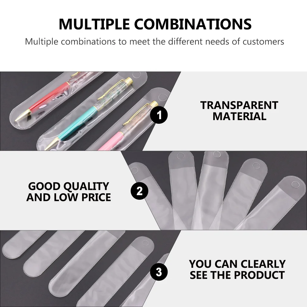 

25Pcs Frosted Pen Bag Transparent Plastic Pencil Pouch Single Pen Protective Case Reusable Writing Tool Organizer for Daily Use