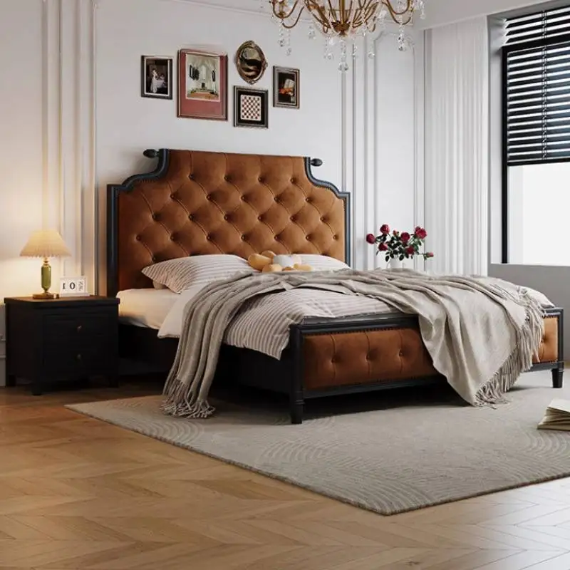 Brown Decoration Double Bed Australia European Floating Storage Double Bed Luxury Style Frame Cama De Casal Furniture For Home