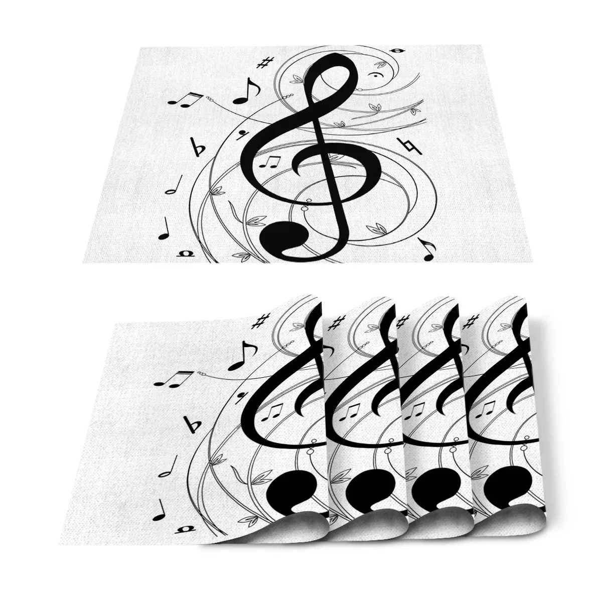 Music Note Placemat Non-Slip Washable Music Theme Table Mat Coffee Mat for Home Party Dining Table Wedding Kitchen Banquet Decor