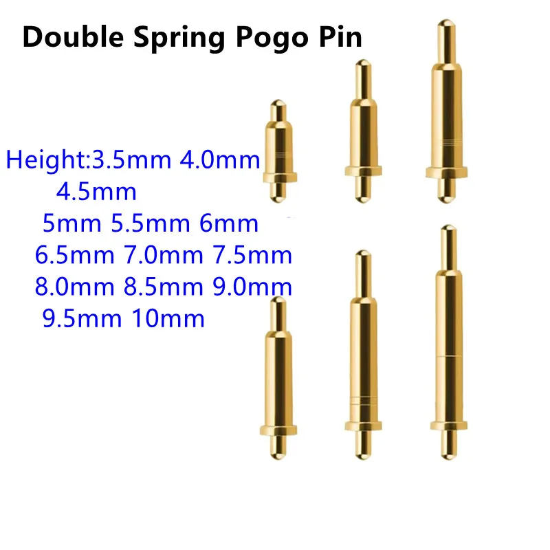 20PCS Dual Spring Pogo Pin Height 3.5 4 4.5 5 5.5 6 6.5 7 7.5 8 8.5 9 9.5 10mm Connector Test Probe SMT Test Pin Contact