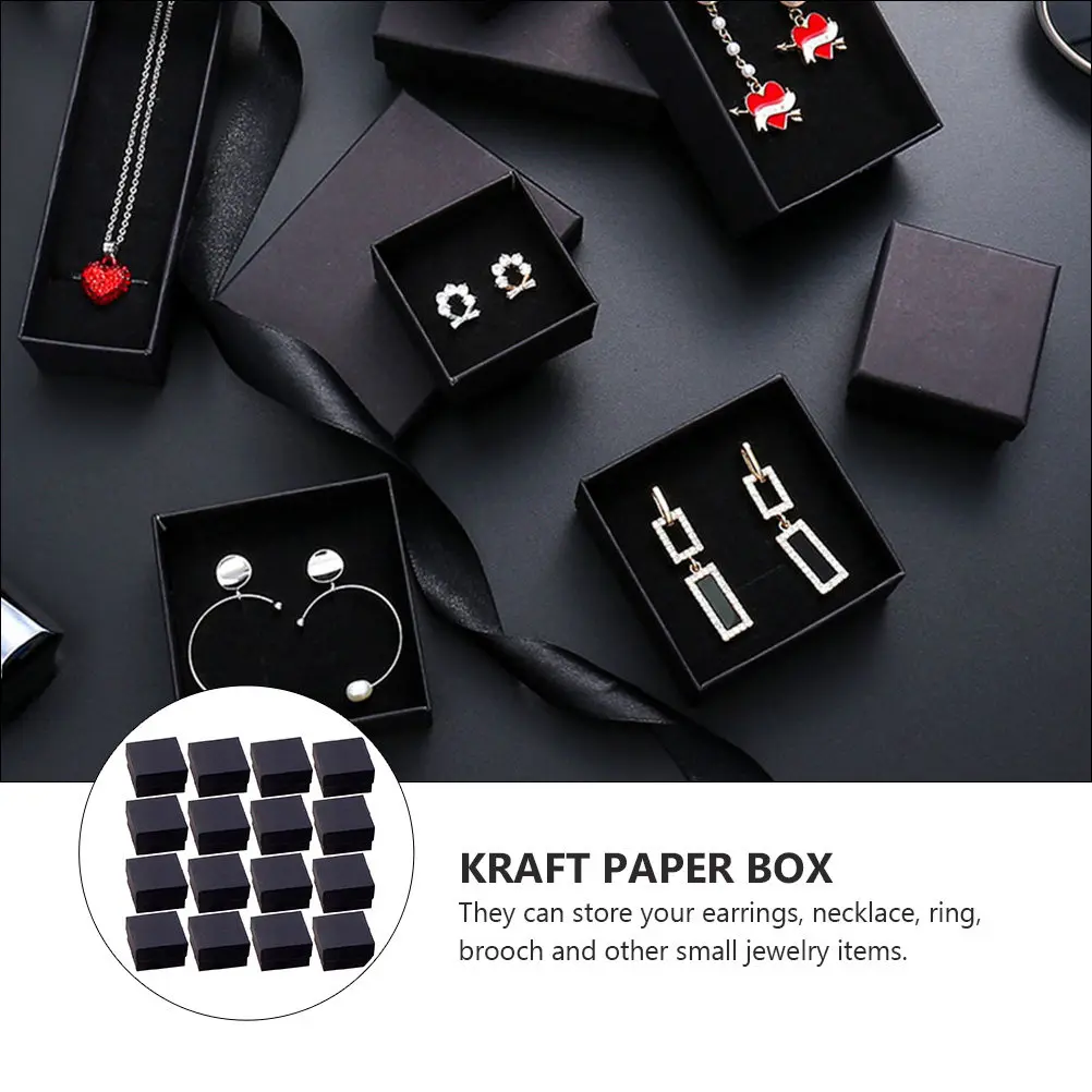 

96Pcs Kraft Paper Jewelry Box Retro Small Size Storage Cases for Earrings Necklaces Rings Brooches Gift Box Organizer Holder