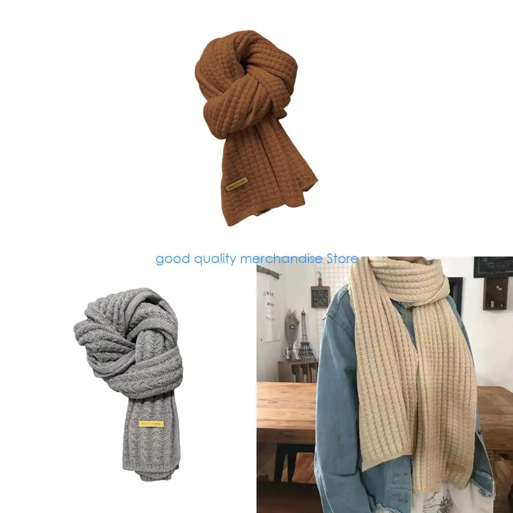 

Y5JD толстый вязаный шарф для большинства возрастов, дизайн унисекс, длинный глушитель, однотонный, легкий, удобный, утеплитель