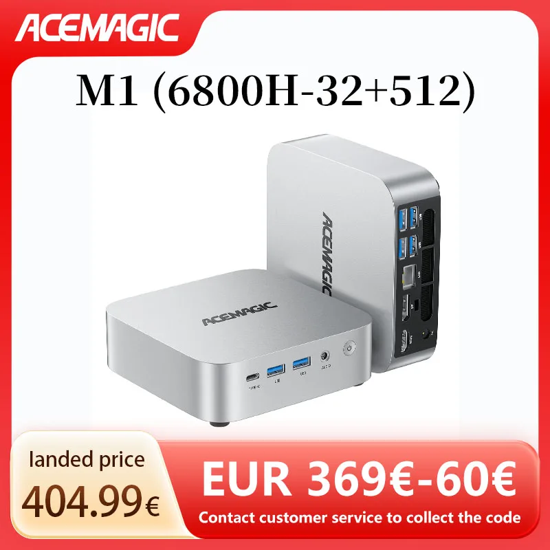 

Ryzen7 6800H Mini PC RAM 32GB SSD 512GB Main frequency 3.2GHz Turbo frequency 4.7GHz Cache WiFi 6+BT5.2 (M.2 2230) ACEMAGIC M1