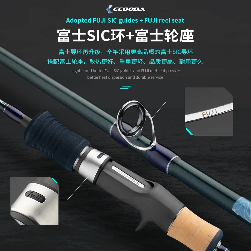 ECOODA ECBSJ 1.73 متر 1.65 متر 1.5 و 1 قسم سماوي أزرق كامل الصلبة الكربون الصيد رود البحر الصيد رود بطيئة الملعب القفز قضيب