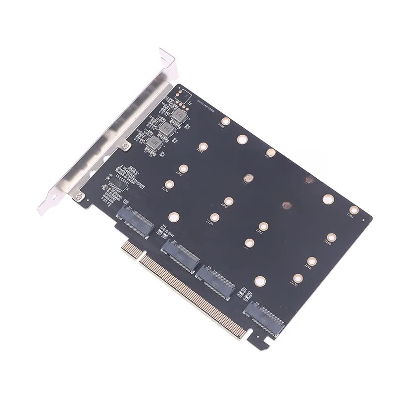 For PCIE 4 0 5 0 x16 Expansion Card Adapter for Four NVMe M2 SSDs with LED Indicators for User Friendly Monitoring