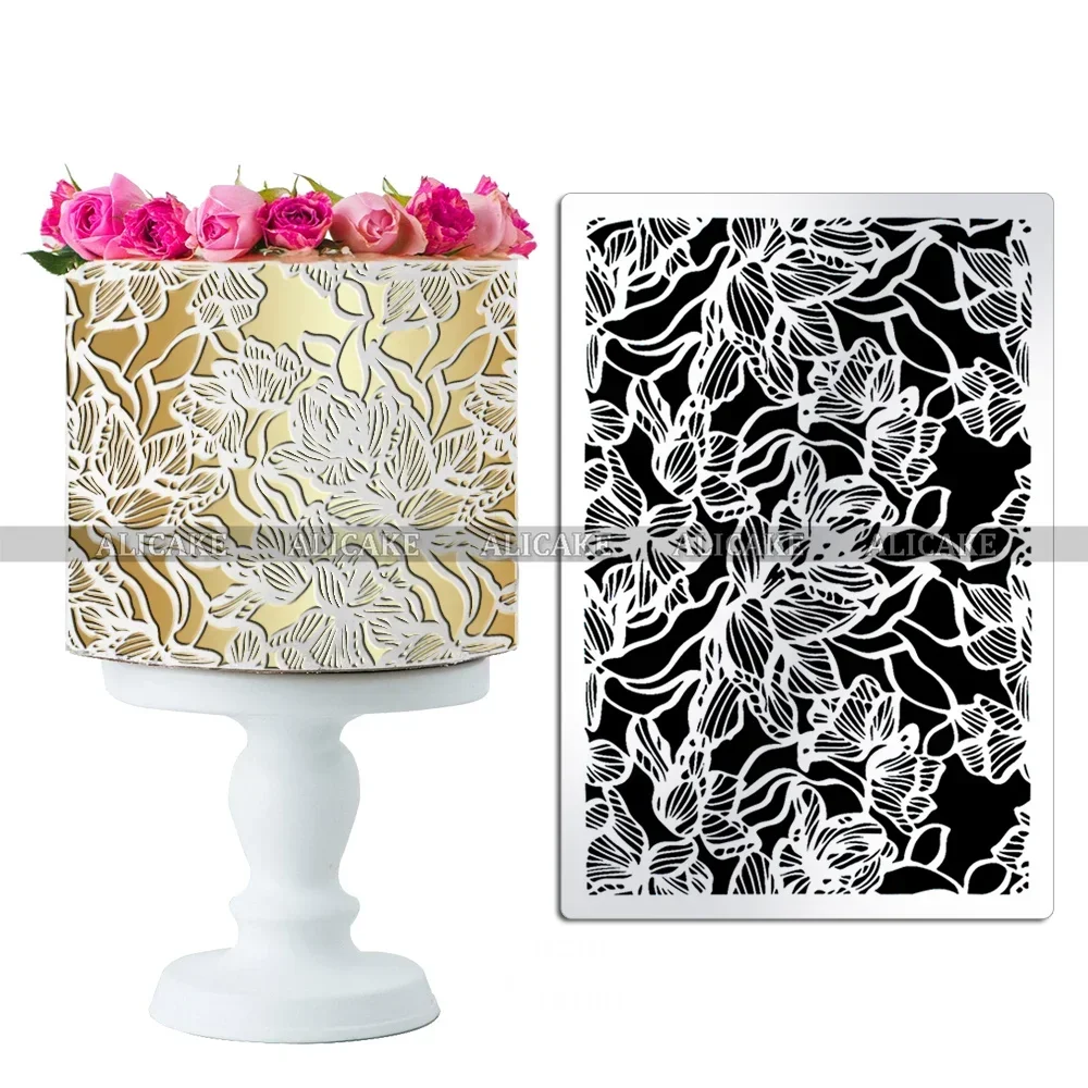 Cake Stencil Templates Flowers Design for Wedding Birthday Party Lace Pattern Cake Decorating Fondant Buttercream Tools Mold