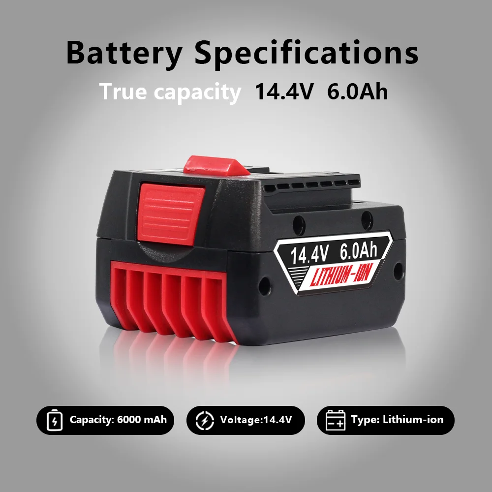 For Bosch battery 14.4V 6Ah/5Ah/4Ah lithium battery, replace