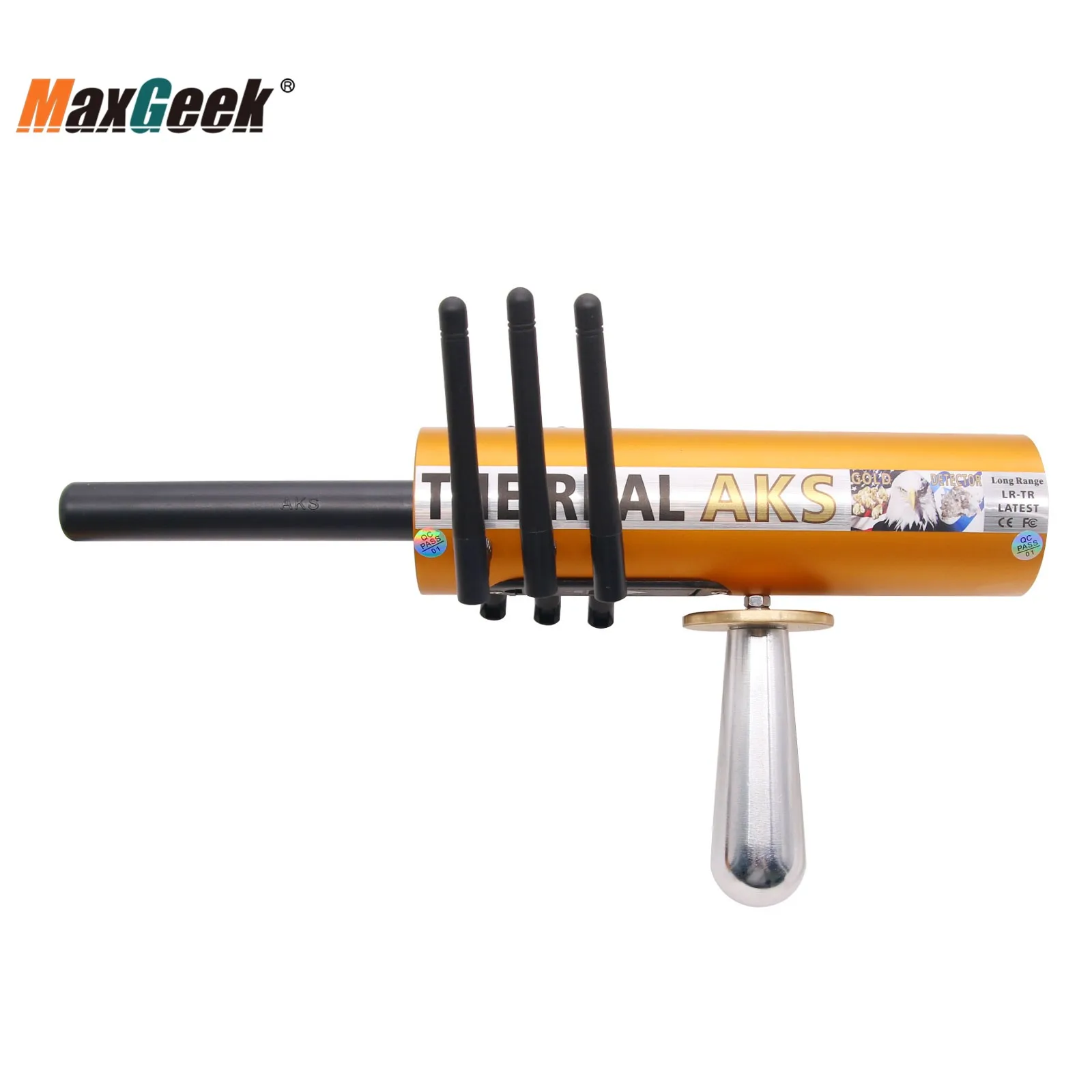 Maxgeek The Real AKS Gold Long Range Metal Detector Gold Detector Golden 6 Antennas Plastic Case for Gold Silver + Filter