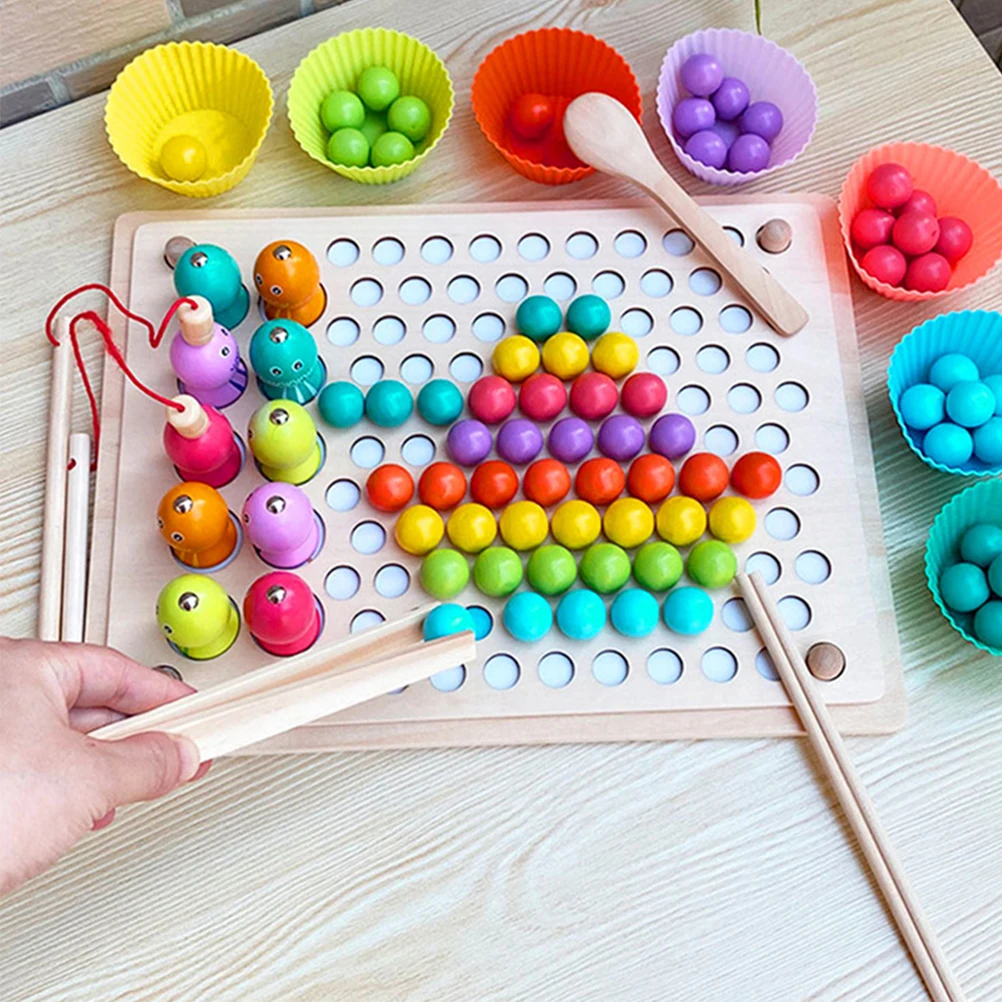 

2pcs Wooden Tweezers Early Teaching Aids Fine Motor Skills Toys Kids Tools Small Portable Practical Children Toddler