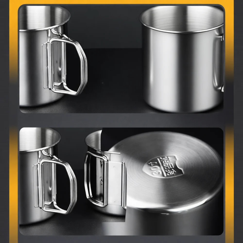 Outdoor Mountaineering Mug 304 Stainless Steel Folding Cup Portable Camping Drinkware Lightweight Gear Picnic Water Tool