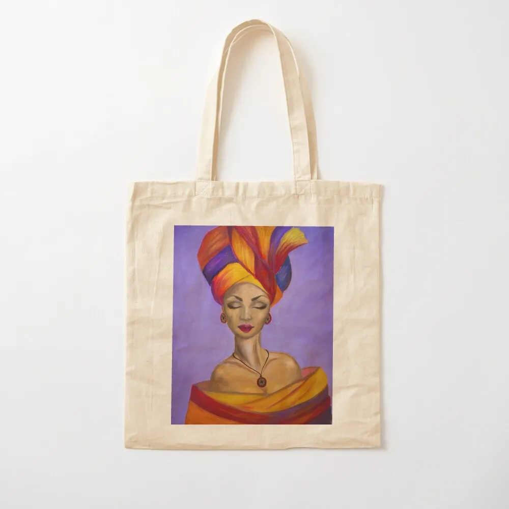 กระเป๋าโท้ทลายราชินีแอฟริกัน กระเป๋าผ้า กระเป๋าผ้าแคนวาส กระเป๋าสั่งทำ กระเป๋าโท้ทผ้าแคนวาส