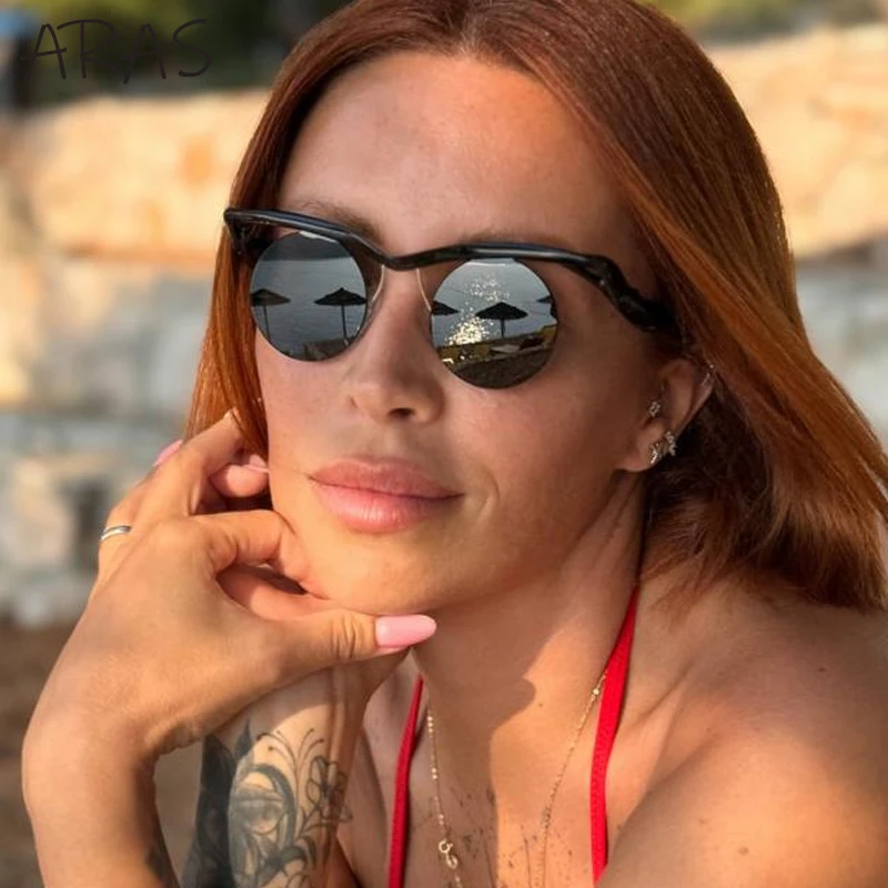 

Round Rimless Punk Sunglasses Women 2024 Luxury Special Shape Sun Glasses Trendy Shades Light Frame Eyewear For Men And Ladies