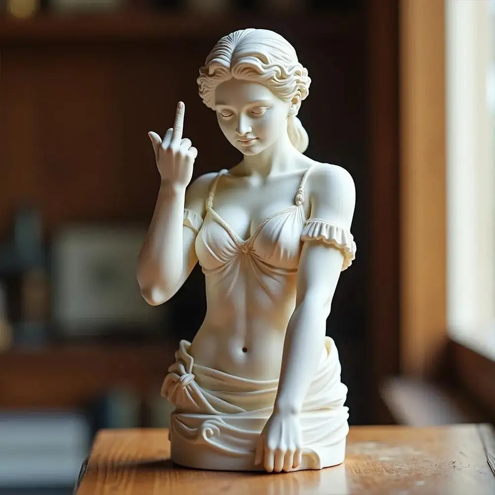 New Mini Figurine Plaster Middle Finger Statue Vienna Goddess Greek Mythology Three-dimensional Resin Technology Home Decor