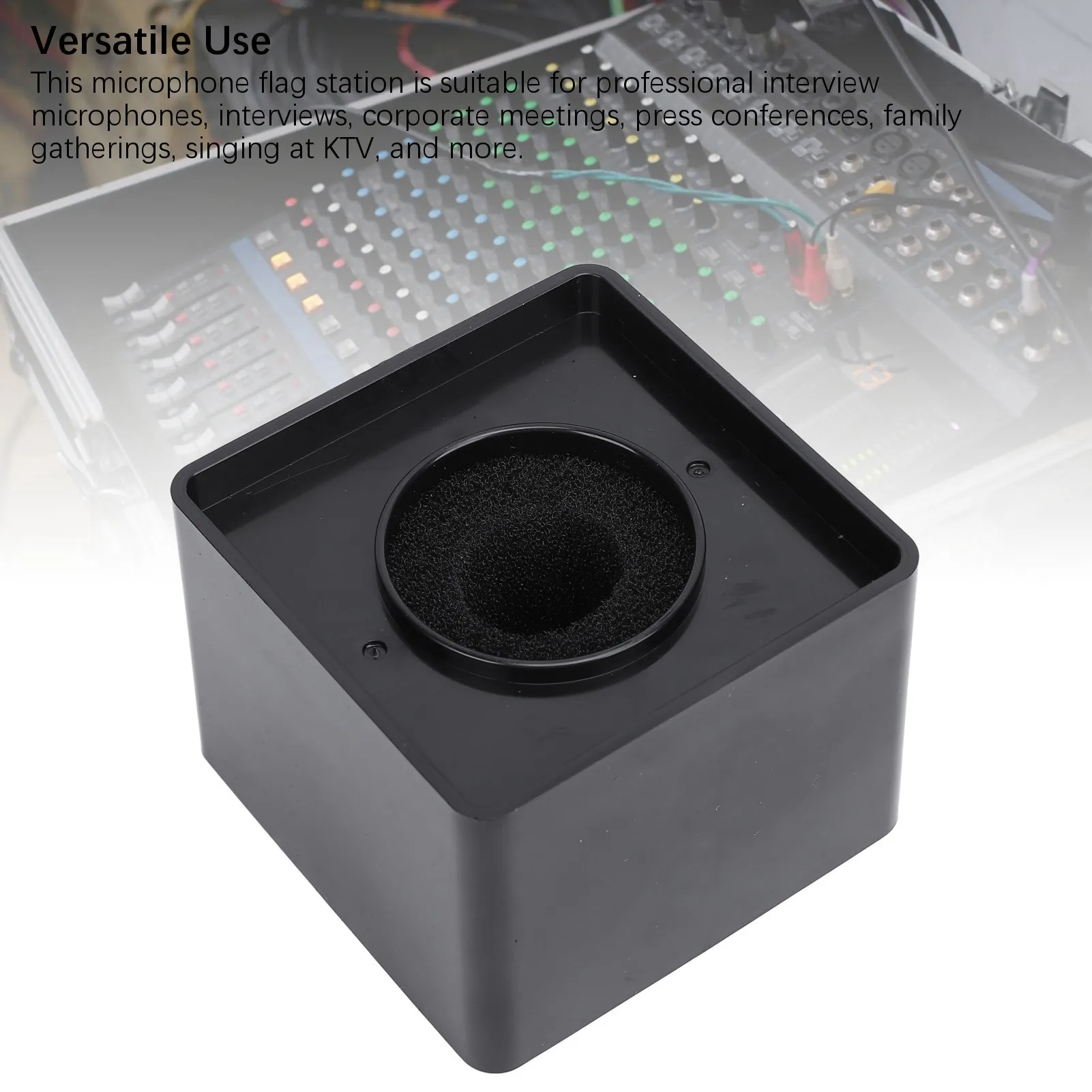 Cube Microphone Stand ABS Sponge Material Square Microphone Holder Professional Interview Mic Flag Logo Station