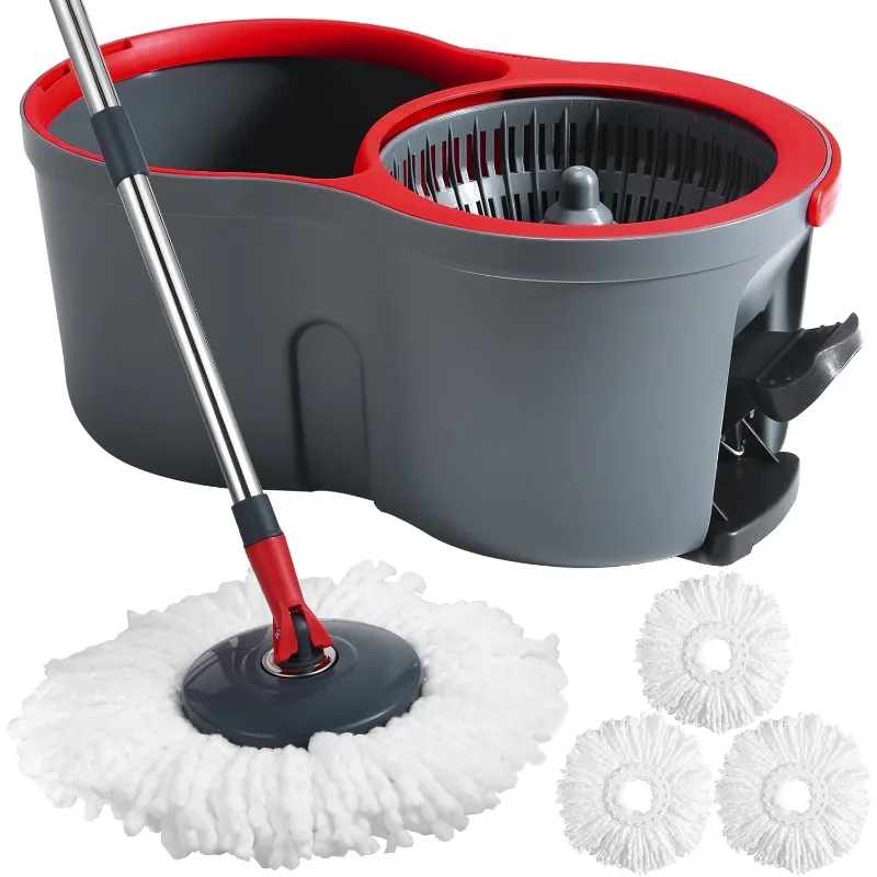 360° Spin Mop and Bucket Set with Separate Clean and Dirty Water,Mop and Bucket with Wringer Set for Home