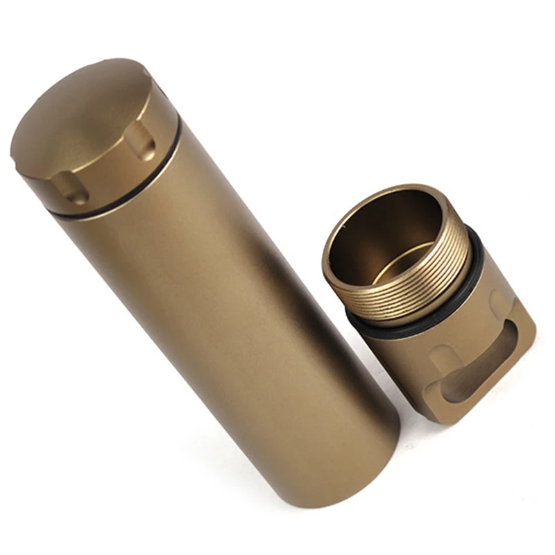 60ml Outdoor Capsule Seal Bottle Portable Aluminum Alloy Survival Pill Box Sealed Waterproof Box Container Case Battery Holder