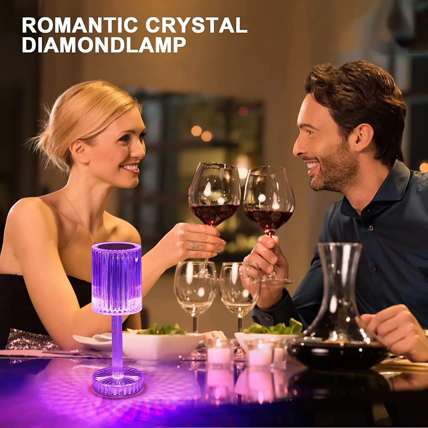 16 Color Changing Diamond Night Light Touch Remote Control Crystal Table Desk Lamp Rechargeable Bedside Lamp For Party Dinner