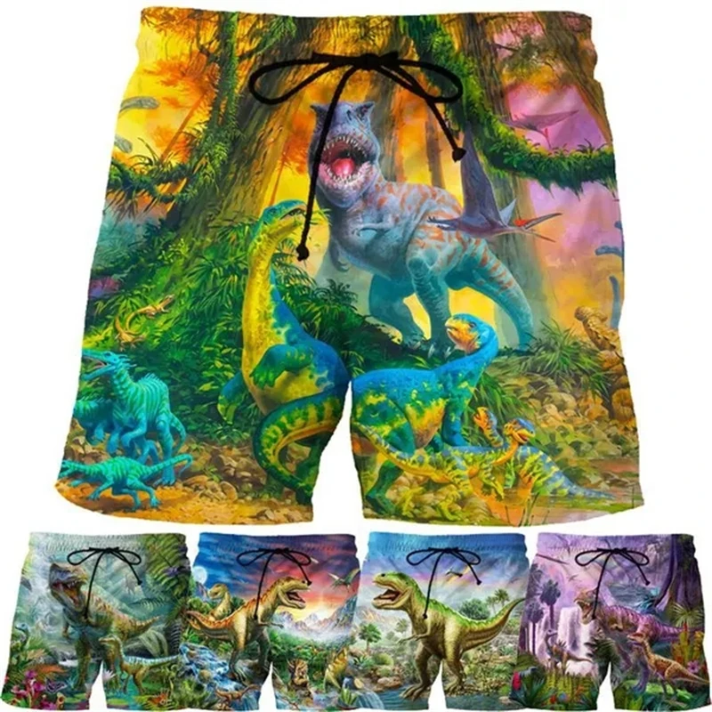 Short de plage imprimé dinosaure 3D pour homme, short de planche de surf, short de bain d'été, maillot de bain hawaïen, short de glace cool, pantalon animal drôle