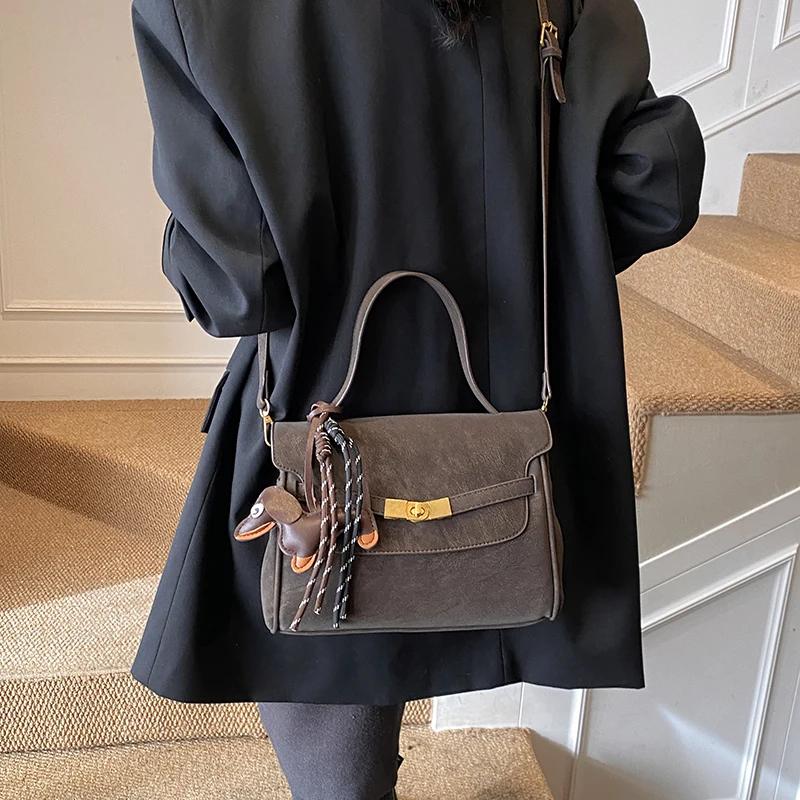 حقيبة كروس كلاسيكية من Maillard للنساء شتاء جديد عصري في منتصف العمر حقيبة كيلي محمولة حقيبة مربعة صغيرة