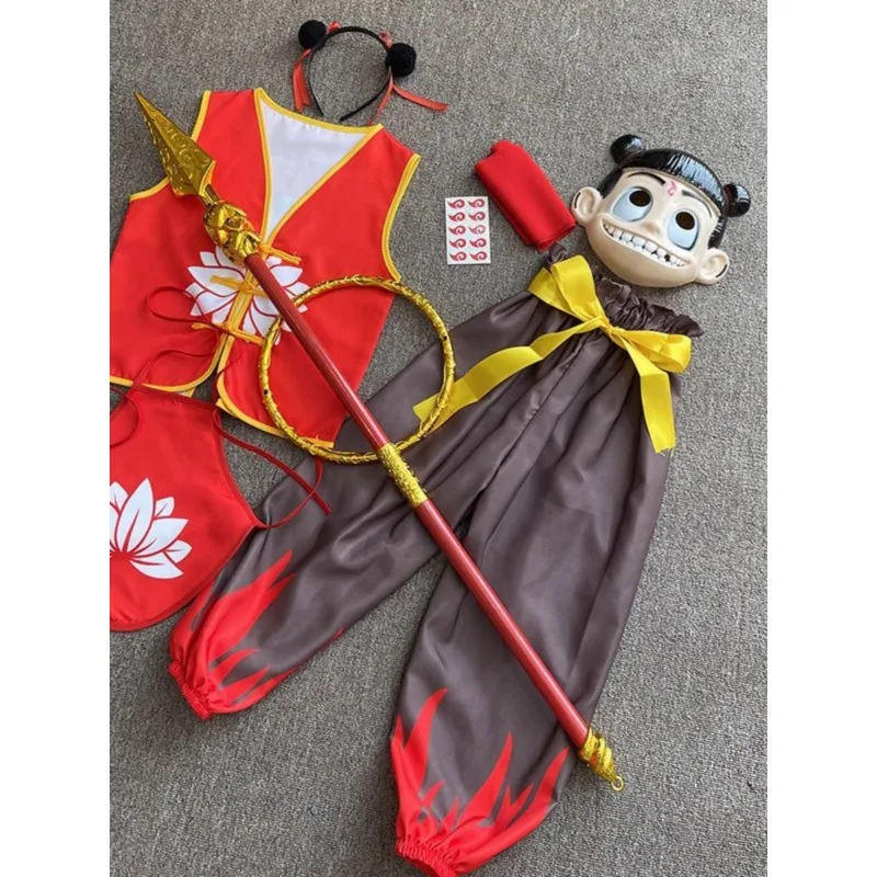 

Nezha Clothes Devil Child Incarnation Children Cos Nezha Clothing Full Set for Boys and Girls