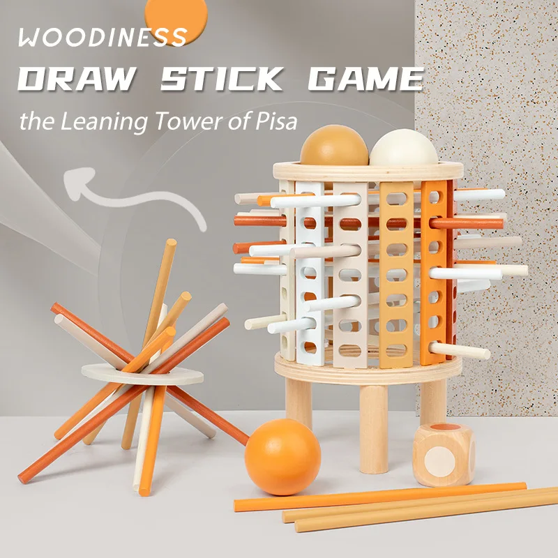 

Kids Balance Tower Pick Up Wooden Sticks Social Board Game Logic Thinking Challenge Brain Game Math Count Intellectual Toy Gift