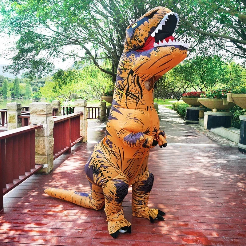 Adult Kids T-Rex Inflatable Dinosaur Suit Dress Animal Party Cosplay Carnival Halloween Suit For Man Woman