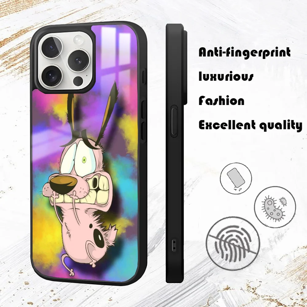 Courage the C-Cowardly Dog Phone Case For iPhone 16 15 14 13 12 11 Pro Max Plus Mini PC Mirror Fashion  phone case