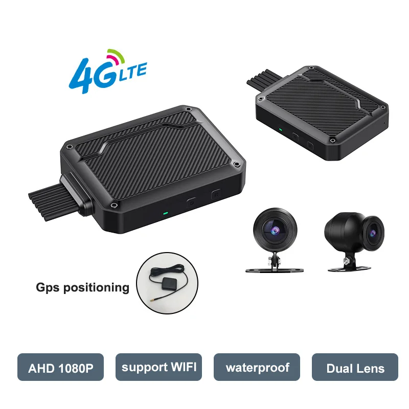 4G LTE Moto Dash Cam GPS Registratore Doppia fotocamera 1080P Videoregistratore Super visione notturna IP67 WiFi Monitoraggio remoto dal vivo