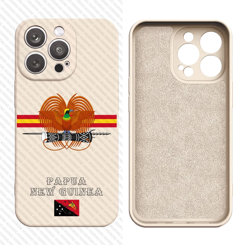 Papua New Guinea Coat of Arms Liquid Silicon Cover Case for iPhone 16 15 14 13 12 11 Pro Max XS XR Mini 7 8 6S Plus 5 SE