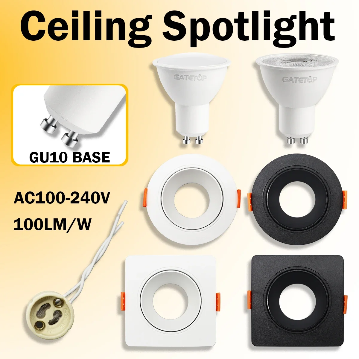 5/10/20pcs Energy saving GU10 Ceiling Recessed Spotlights Downlight LED 3W Angle adjustable rotating AC220V 120V indoor lighting