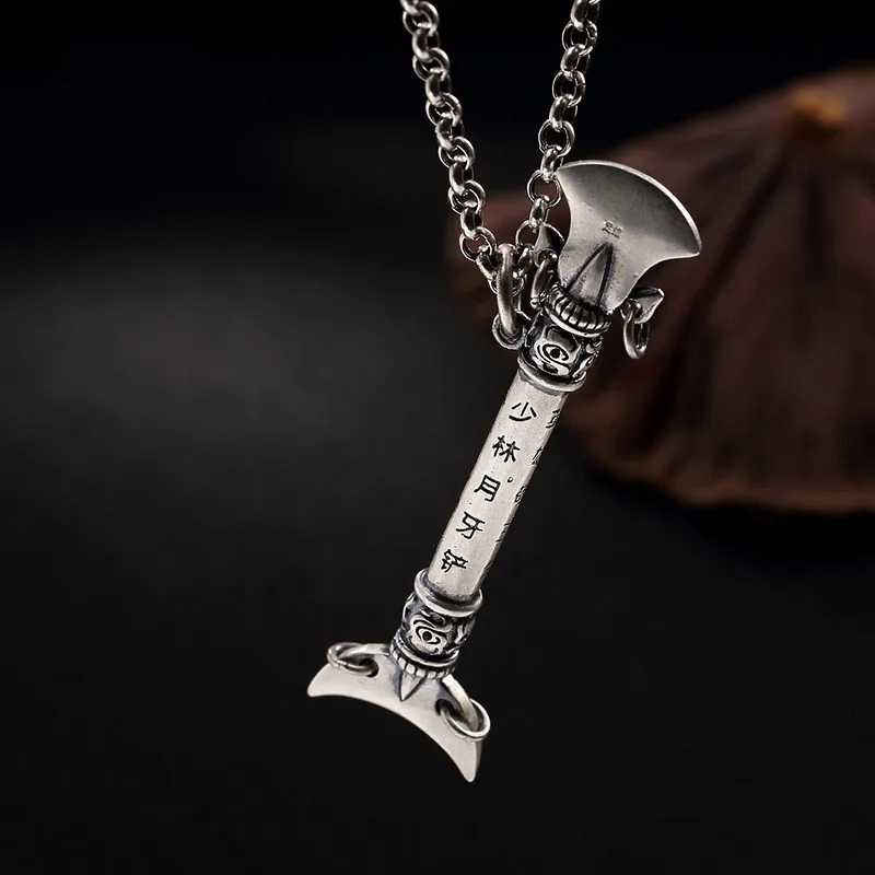 BOCAI S990 Sterling Silver Jewelry Retro Creativity Frosted Crescent Shovel Men's Style Fashionable Pendant