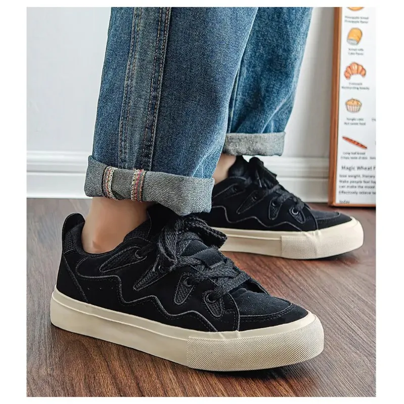 

Casual Men's Canvas Shoes Autumn 2025 New Multi-functional Low Top High-heeled Bread Shoes Wear-resistant Round Headed Rubber
