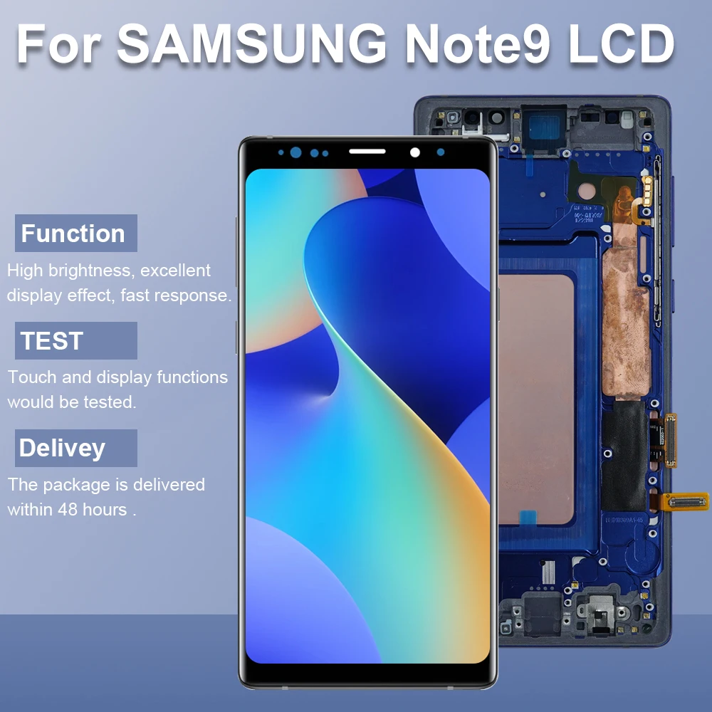 AMOLED Note 9 N960 N960F Screen Assembly for Samsung Galaxy Note9 LCD Display Touch Screen Digitizer with Frame Replacement Part