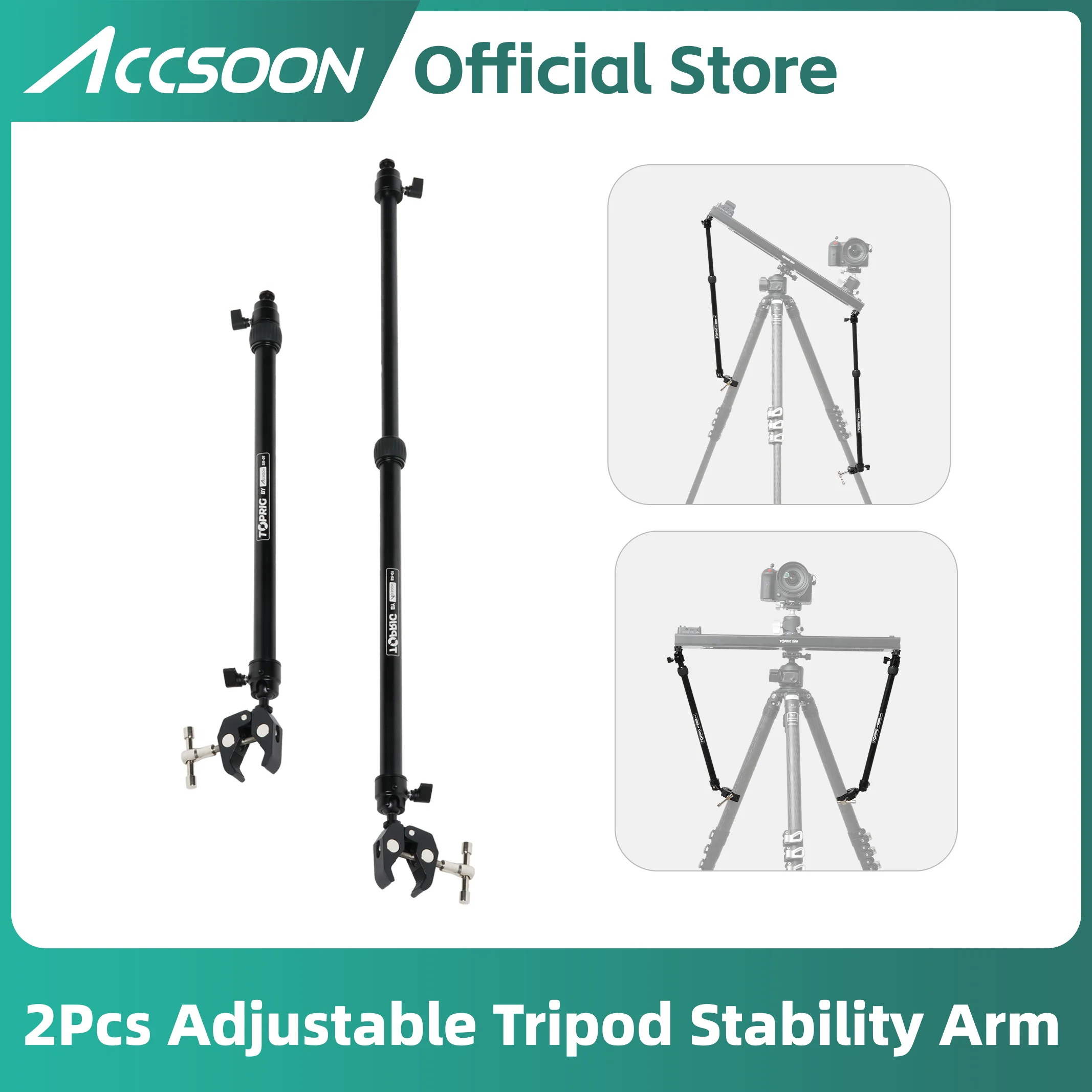 

1 Pair Camera Video Slider Rail Support Rod Multi-Angle Movement Adjustable Length for Dolly Track Photography Tripod Accessory