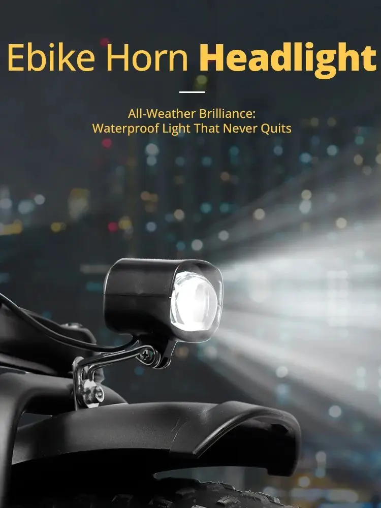 AliExpress NONE Electric Bike 20-72V Horn Headlight 3W Scooter Horn Lamp 3 Pins Headlight IPX4 Waterproof Bicycle Flashlight