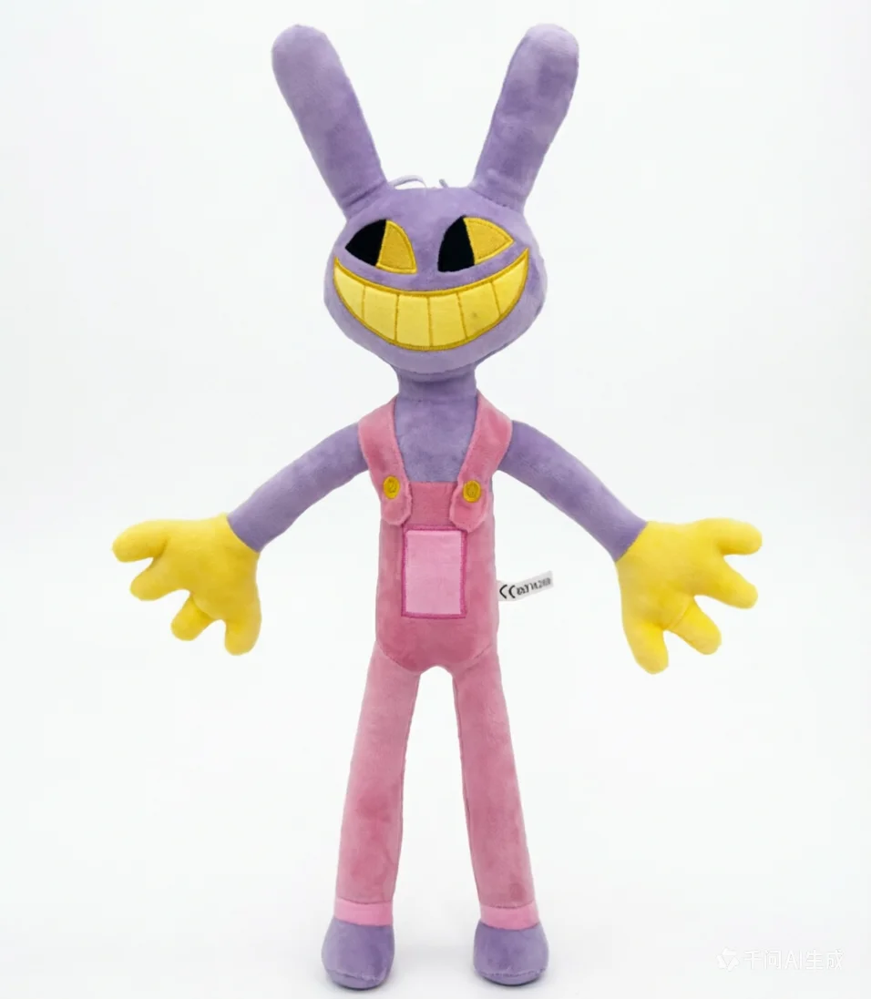 25CM Funny Maid Jax Plush Rabbit Doll Holding Gun Soft Stuffed Animal Amazing Digital Doll Circus Cartoon Toy For Kids Gift image 5