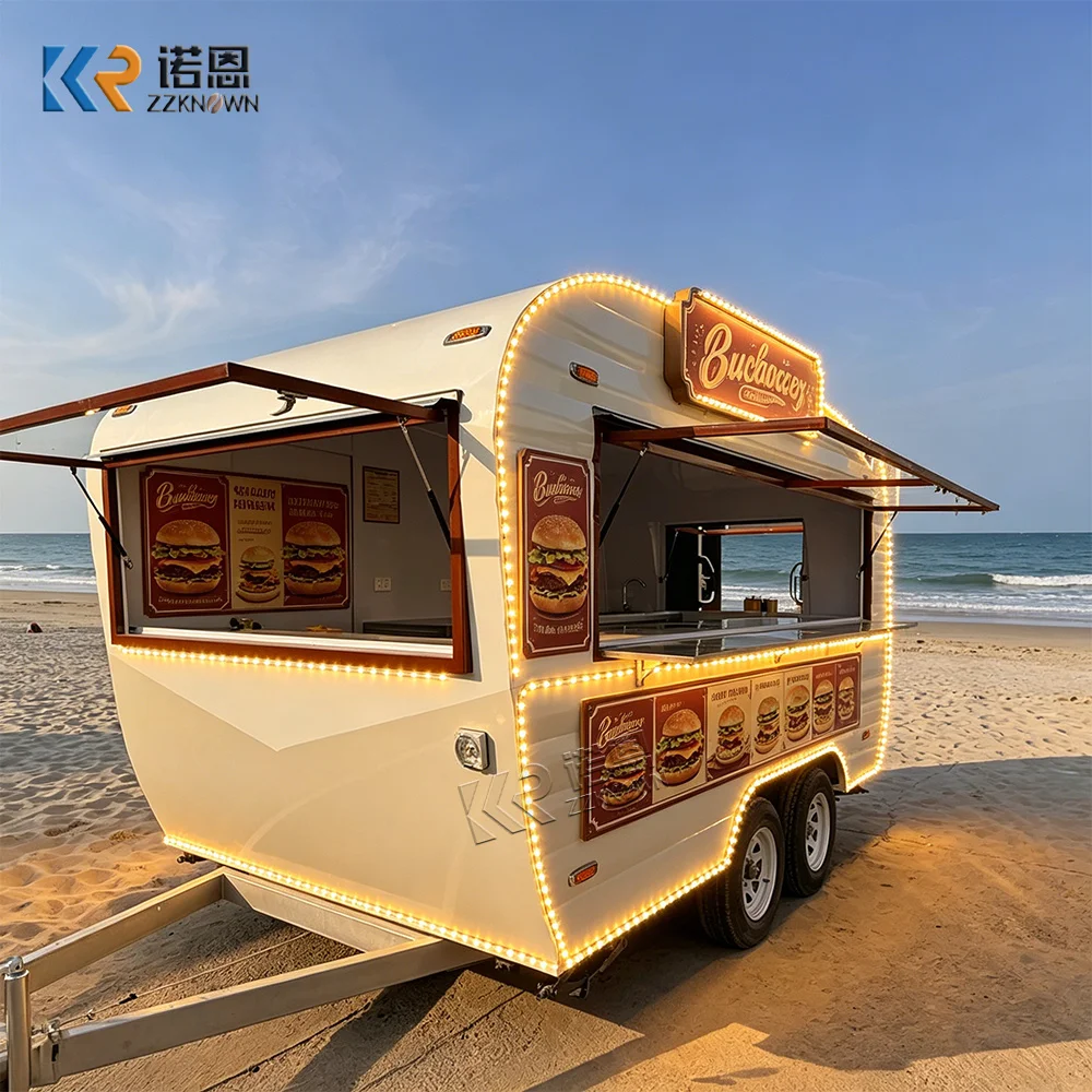 

Stainless Steel Hot Dog Pizza Burger Mobile Food Truck Outdoor Street Kitchen Restaurant Trailer For Sale