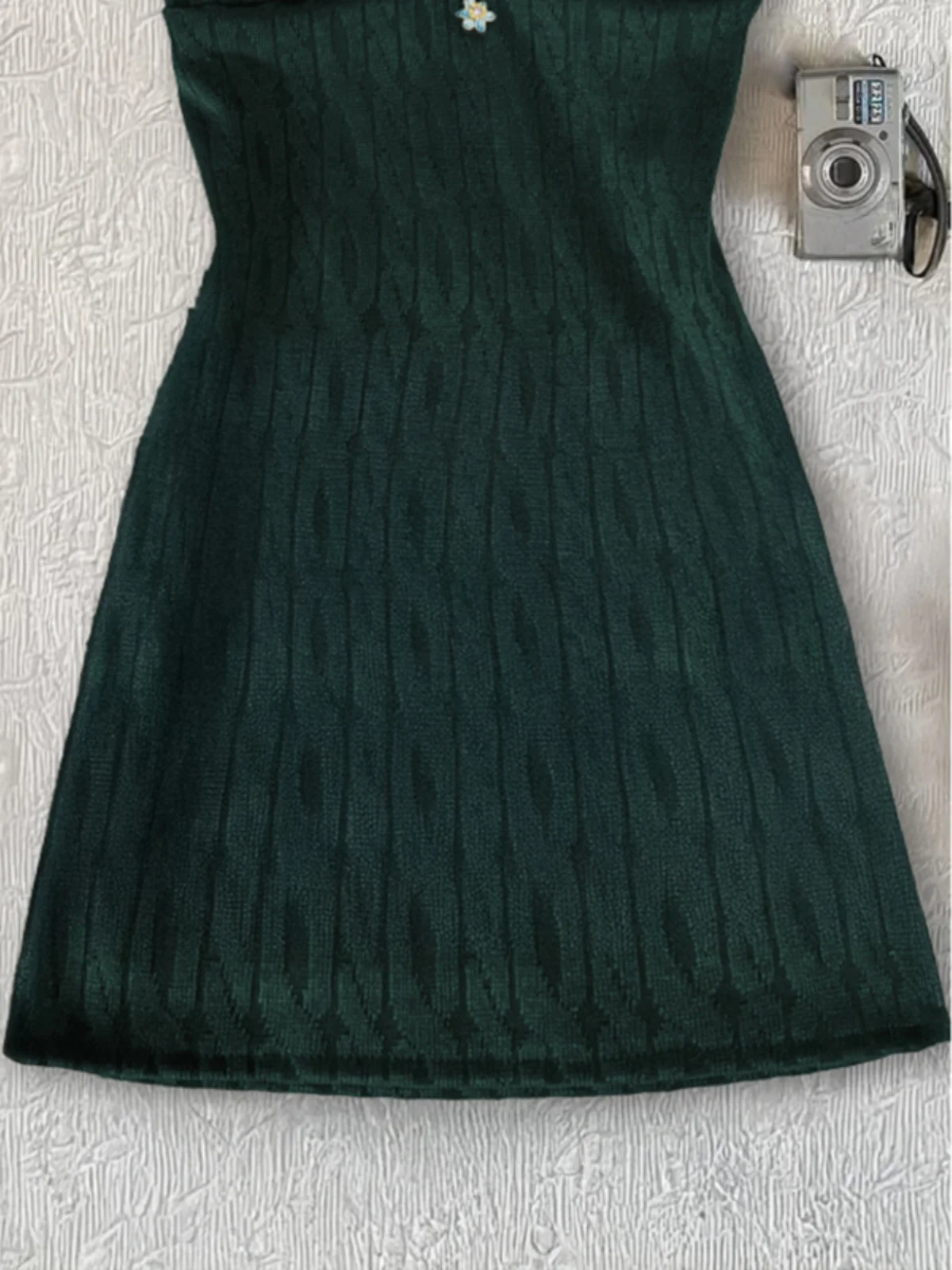 Profond een dentelle garniture tricoté sangle Dr Vintage rétro Sle femmes début automne Faion a-ligne Dr tenue décontracté