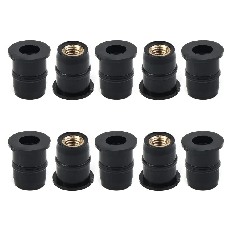 10PCS Universal M5 Rubber Nuts Motorcycle Windscreen Windshield Bolts Screws Nut Fastener Rubber Brass Motorcycle Accessories