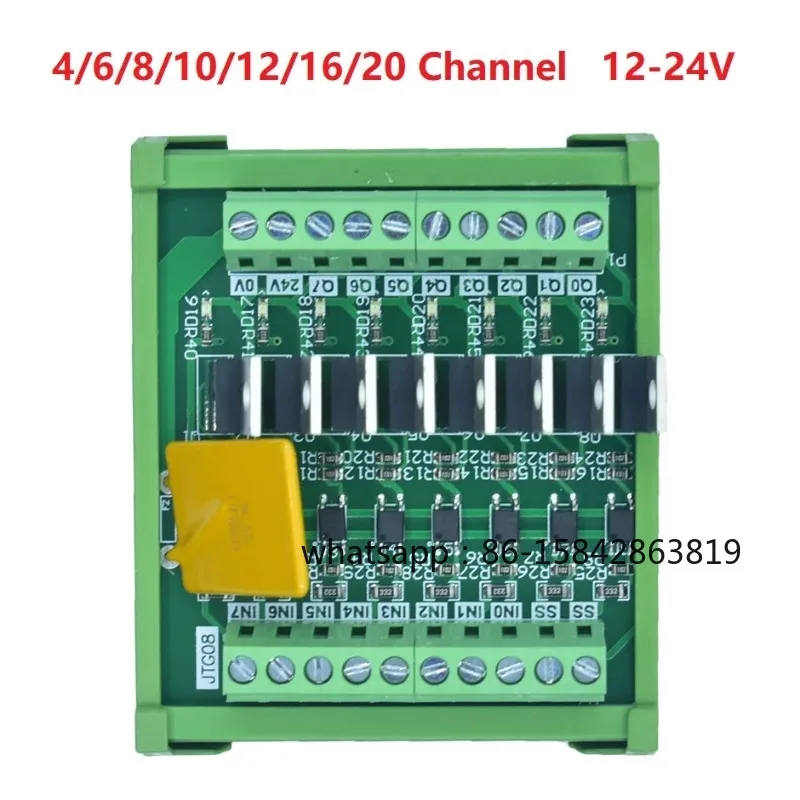 

Модуль усилителя постоянного тока для ПЛК на 4/6/8/10/12/16/20 каналов, плата ввода-вывода с транзисторным усилителем, оптопарой для изоляции, PNP/NPN, 12-24В