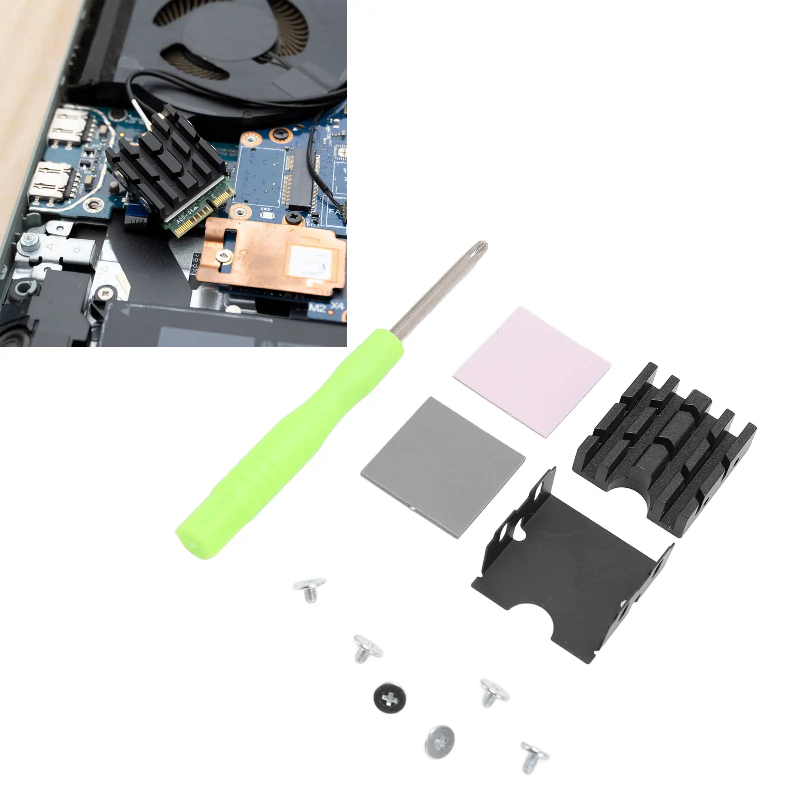 M.2 2230 SSD Heatsink PC M.2 PCIE NVME SSD Double Sided Heat Sink Cooler with Thermal Silicone Pad for Computer