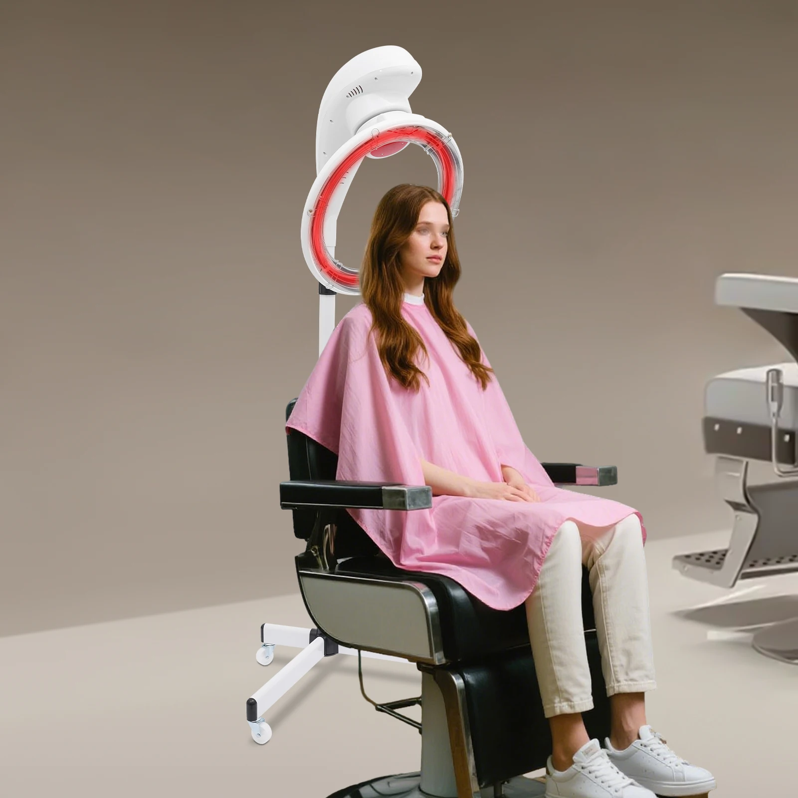 

White/Grey Stand hair Dryer Professional Hair Heating Baking Machine 360° Caster Baking Oil Care Heater for Salon Spa