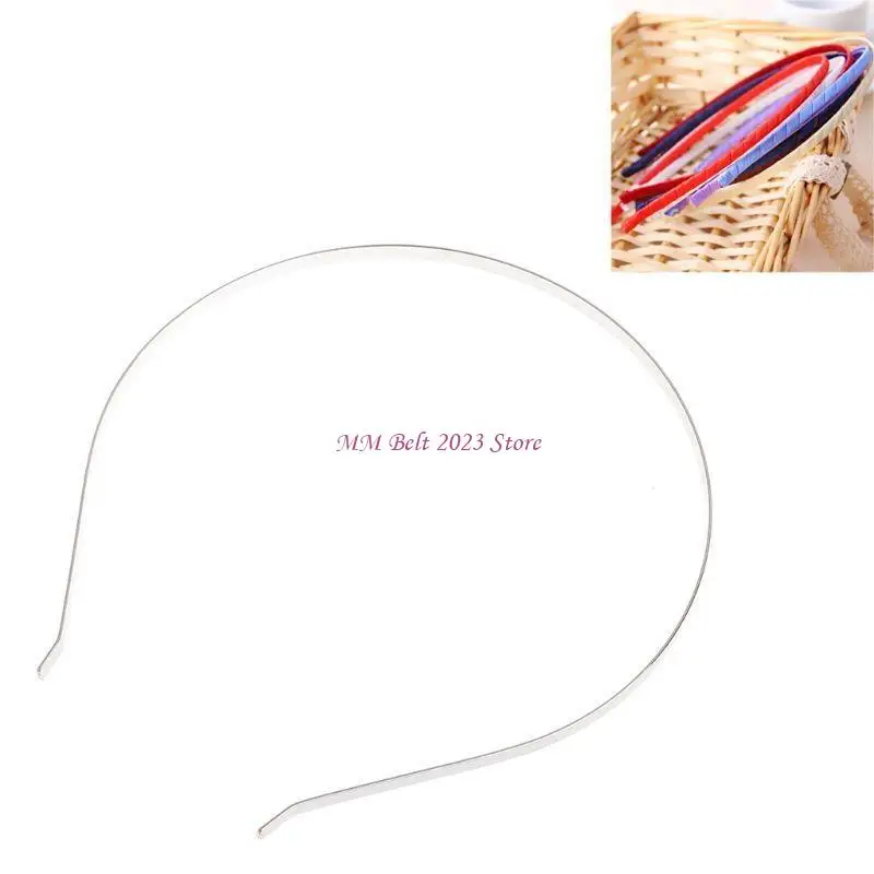 

49ME 10pcs 5mm/0.21in Metal Headband Base Steel Wire Beading Hair Hoop for Diy Bride