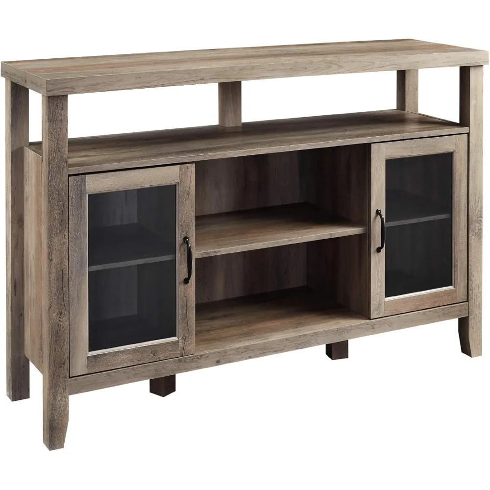 Tall Wood Universal TV Stand with Open Storage For TV's up to 58