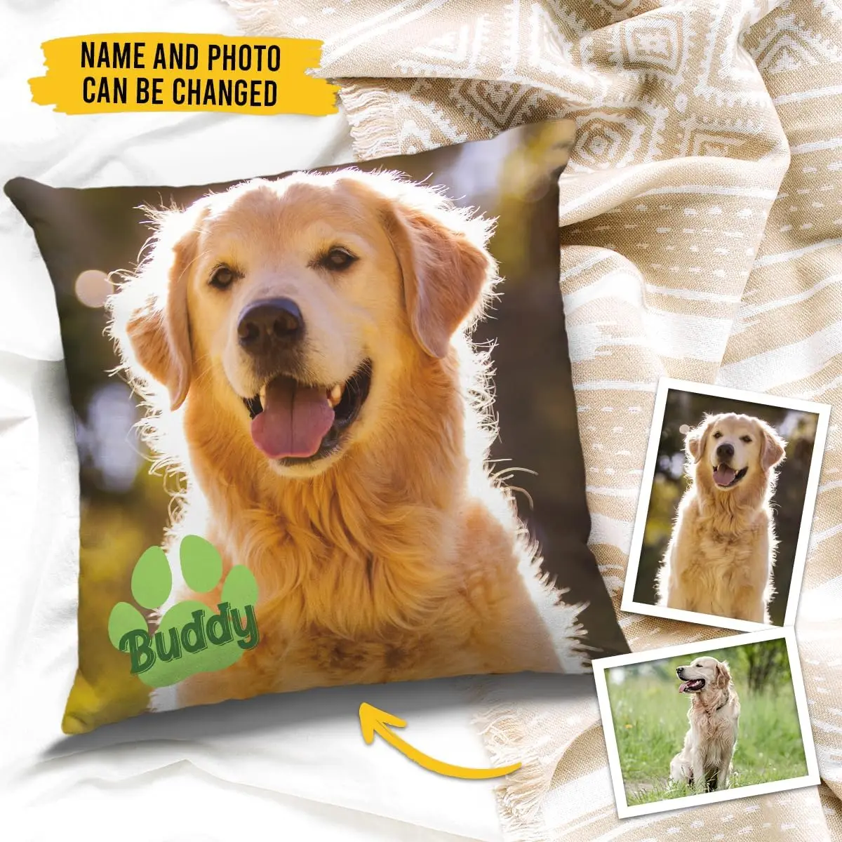 

Custom Dog Memorial Pillow with Photo & Name Includes Pillow Insert Comfort for Bedroom Sofa Office Car Reading Nook Memorial