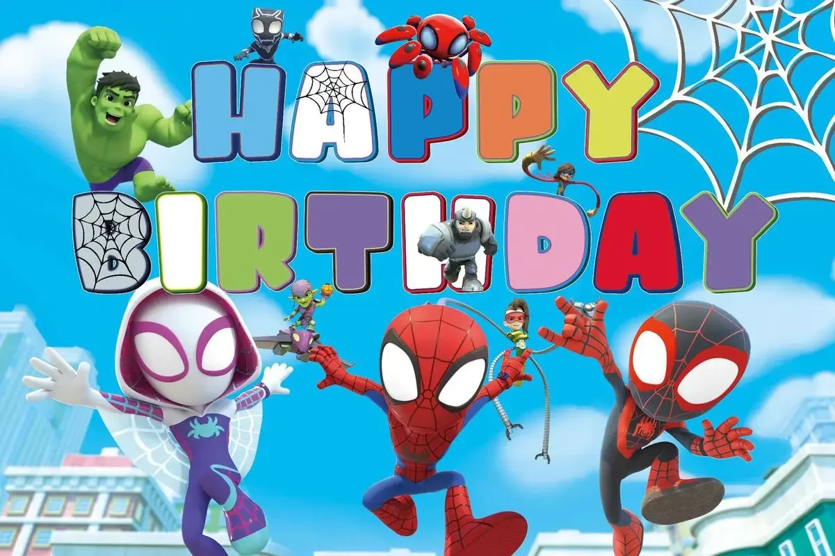 Nowe anime Spidey i jego niesamowici przyjaciele dekoracja urodzinowa Spiderman flaga ciasto wkładka balon zaopatrzenie firm prezenty