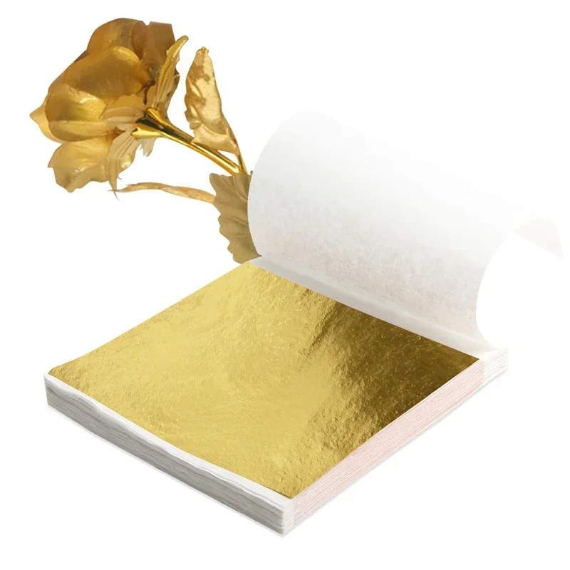 

100pcs/10colors Sheet Rose Red Gold Leaf Imitation Sliver Foil Papers 10Pcs DIY Art Crafts Design Packaging Material Food Decor