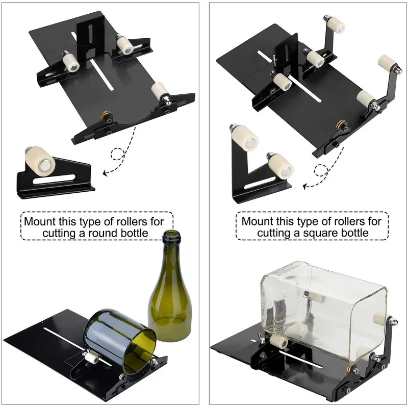 Bottle Cutter Glass Bottle Square/Round Wine Beer Glass Sculptures Cutter for DIY Glass Cutting Machine Metal Pad Bottle Holder