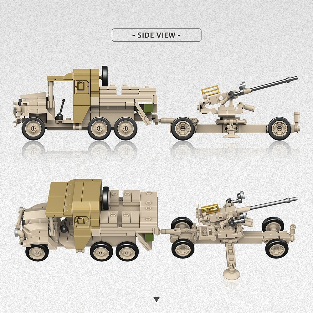 BOFORS 40MM L/60MORRIS CDSW 6X4 Ww2 blocs de construction de char militaire briques Collection modèle jouets éducatifs pour cadeaux de noël